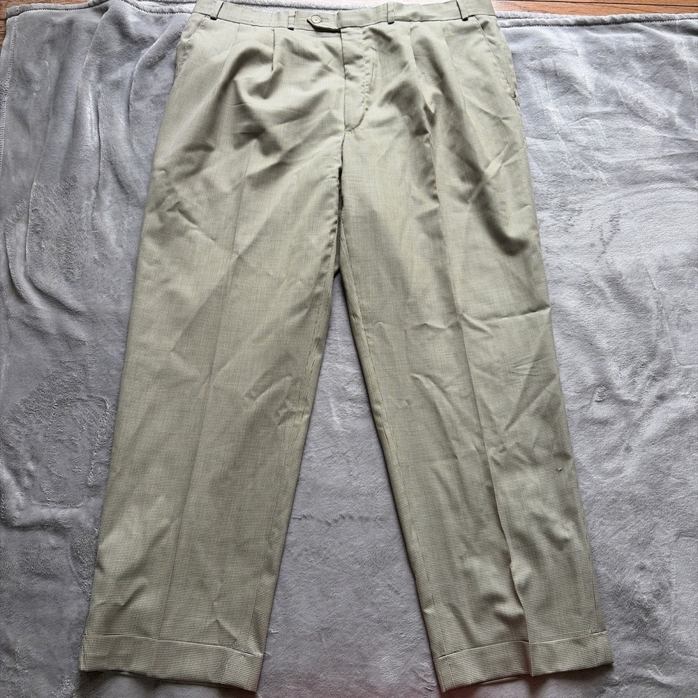 Lauren Ralph Lauren 120s Cashmere Wool Dress Pants Houndstooth Pleated 40x30